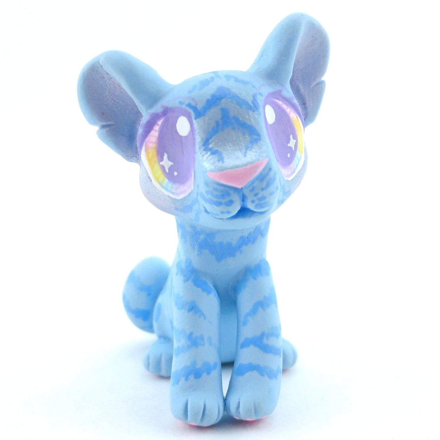 Blue Baby Tiger Figurine - Polymer Clay Carnival Animals