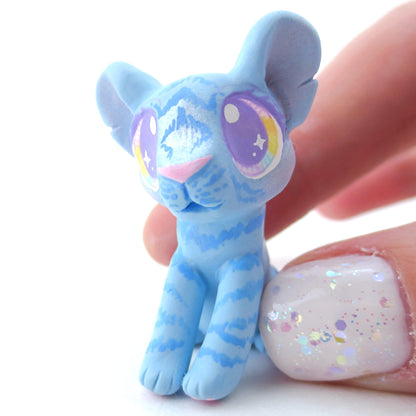 Blue Baby Tiger Figurine - Polymer Clay Carnival Animals