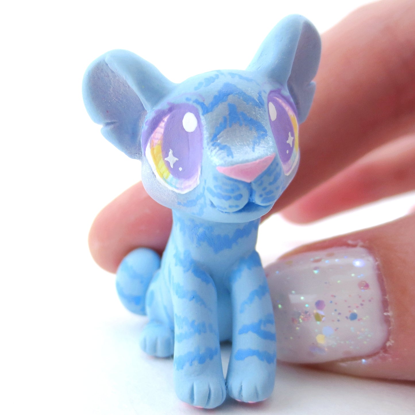 Blue Baby Tiger Figurine - Polymer Clay Carnival Animals