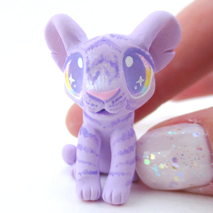 Purple Baby Tiger Figurine - Polymer Clay Carnival Animals