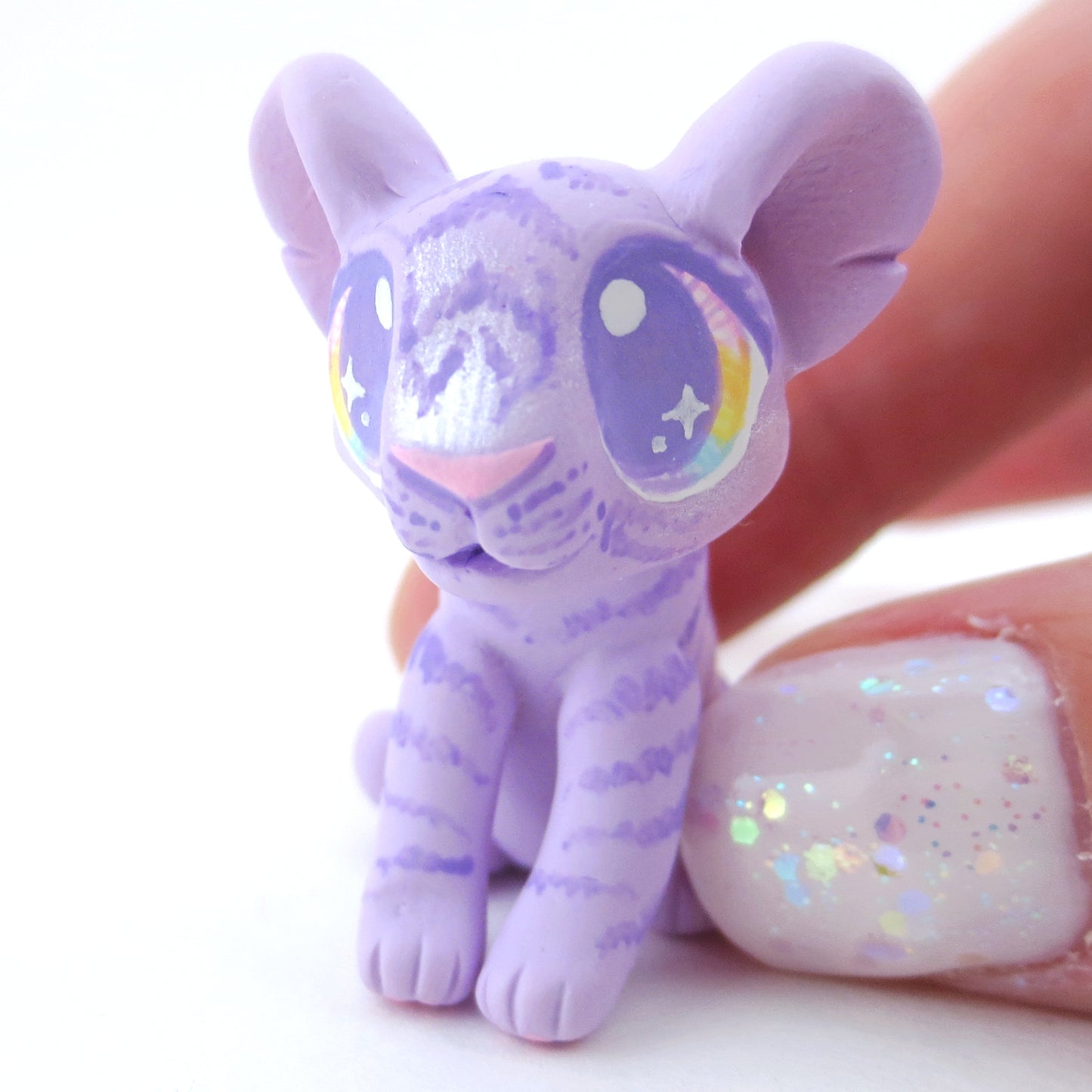 Purple Baby Tiger Figurine - Polymer Clay Carnival Animals