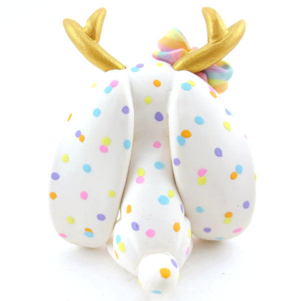 Confetti White Jackalope Figurine - Polymer Clay Carnival Animals