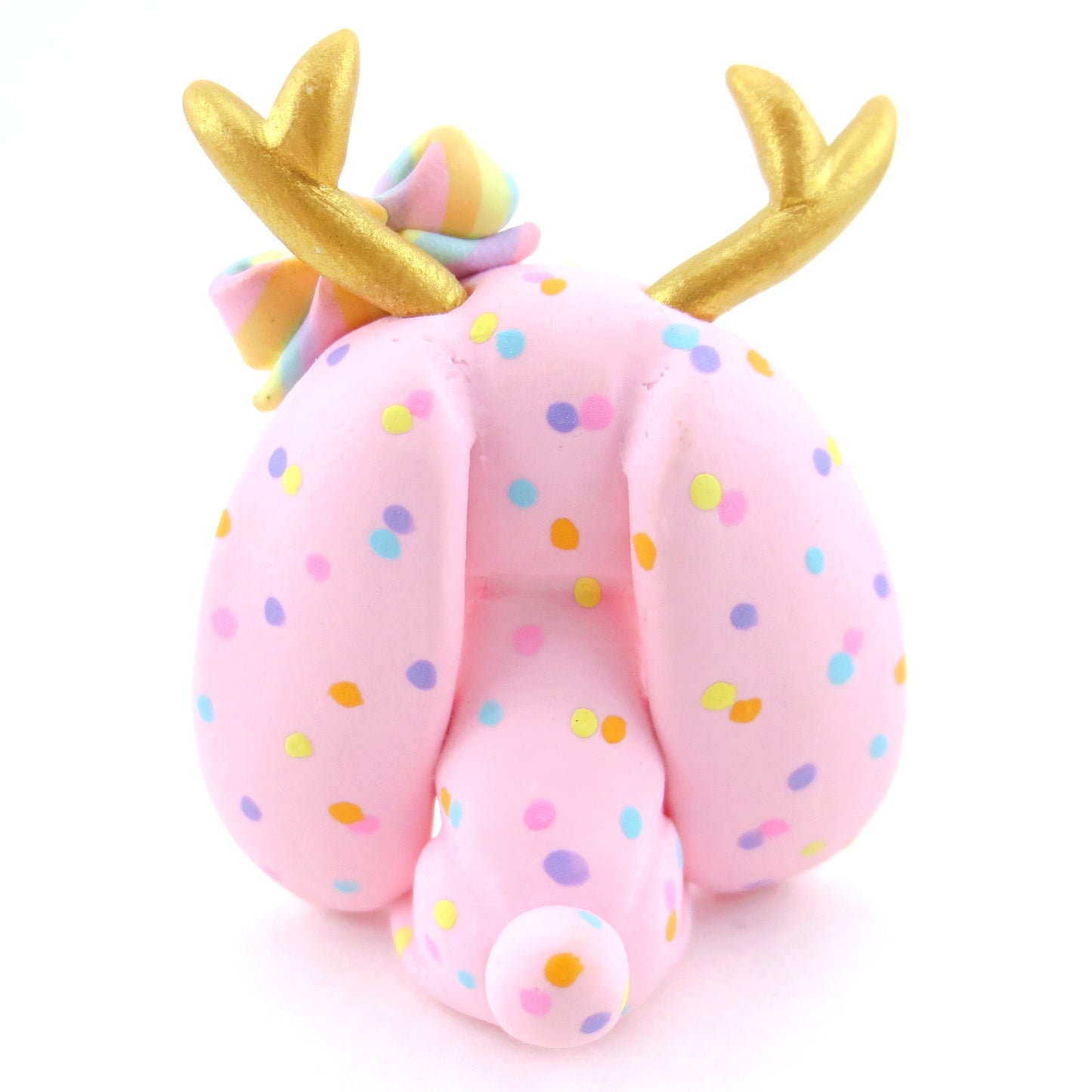 Confetti Pink Jackalope Figurine - Polymer Clay Carnival Animals