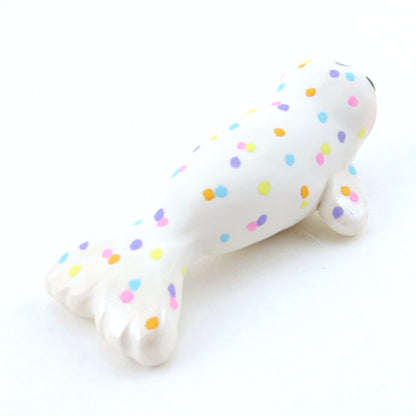 Confetti White Baby Seal Figurine - Polymer Clay Carnival Animals