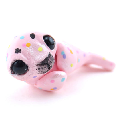 Confetti Pink Baby Seal Figurine - Polymer Clay Carnival Animals