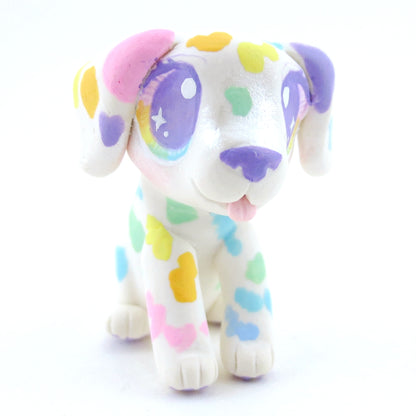 Rainbow Spot Dalmatian Puppy Figurine - Polymer Clay Carnival Animals