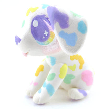 Rainbow Spot Dalmatian Puppy Figurine - Polymer Clay Carnival Animals