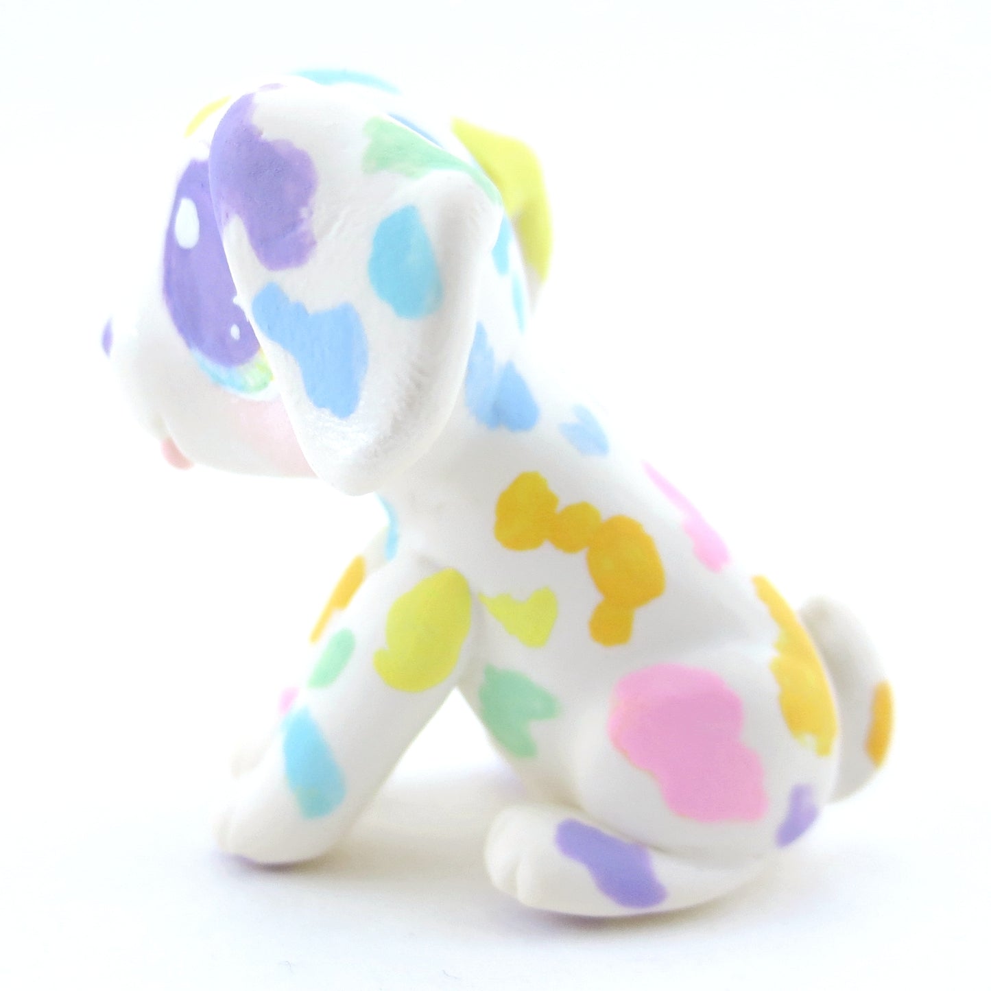 Rainbow Spot Dalmatian Puppy Figurine - Polymer Clay Carnival Animals