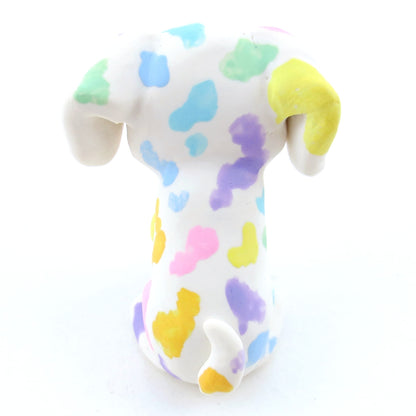 Rainbow Spot Dalmatian Puppy Figurine - Polymer Clay Carnival Animals