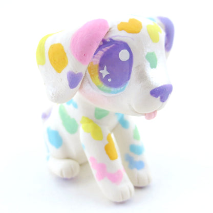 Rainbow Spot Dalmatian Puppy Figurine - Polymer Clay Carnival Animals