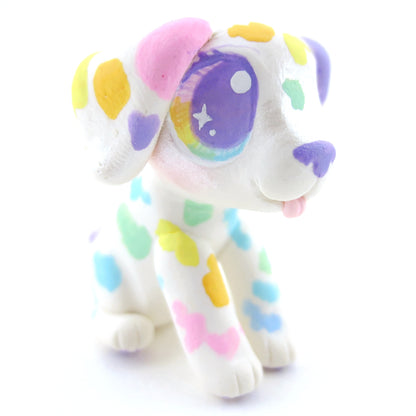 Rainbow Spot Dalmatian Puppy Figurine - Polymer Clay Carnival Animals