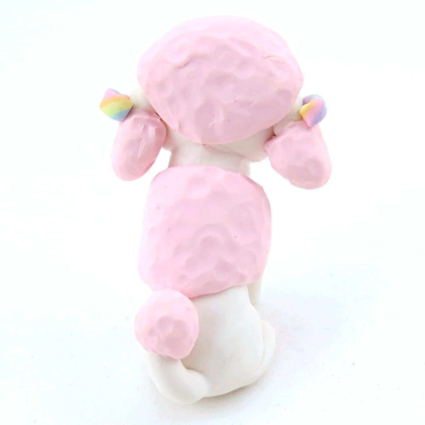 Pink and White Poodle Puppy Figurine - Polymer Clay Carnival Animals