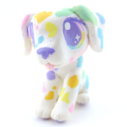 Rainbow Spot Dalmatian Puppy Figurine - Polymer Clay Carnival Animals (version 2)