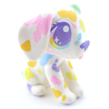 Rainbow Spot Dalmatian Puppy Figurine - Polymer Clay Carnival Animals (version 2)