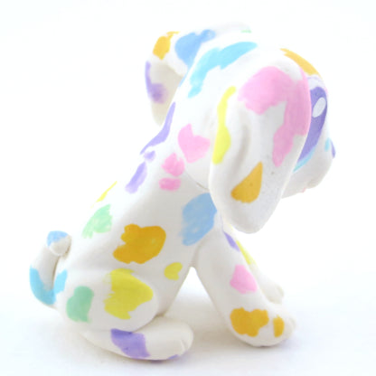 Rainbow Spot Dalmatian Puppy Figurine - Polymer Clay Carnival Animals (version 2)