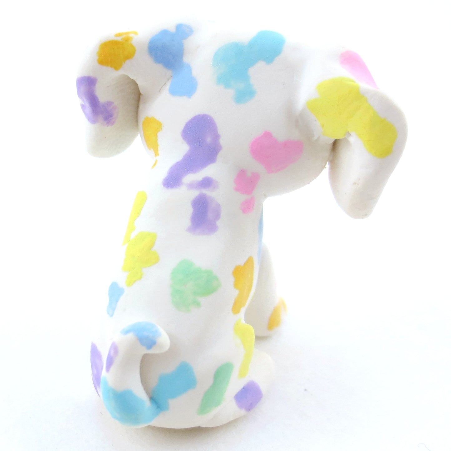 Rainbow Spot Dalmatian Puppy Figurine - Polymer Clay Carnival Animals (version 2)