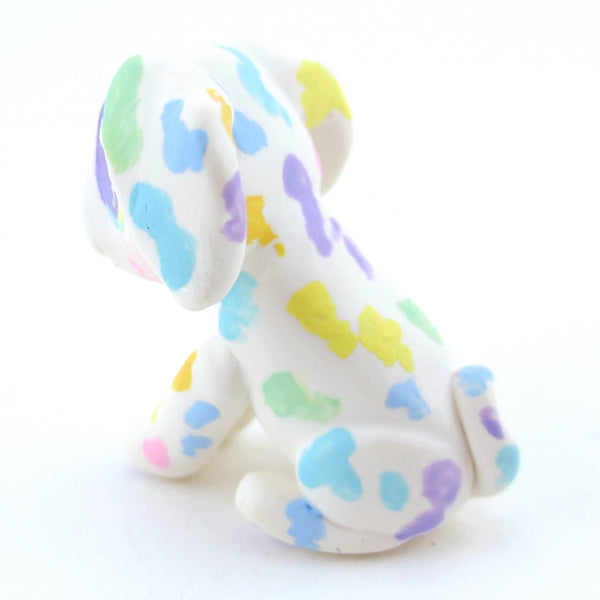 Rainbow Spot Dalmatian Puppy Figurine - Polymer Clay Carnival Animals (version 2)