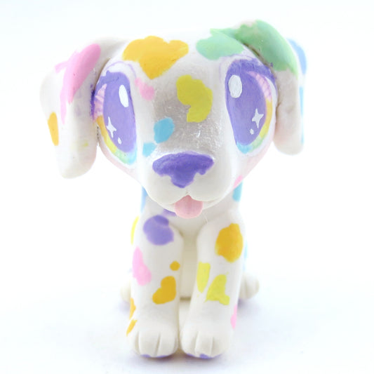 Rainbow Spot Dalmatian Puppy Figurine - Polymer Clay Carnival Animals (version 2)