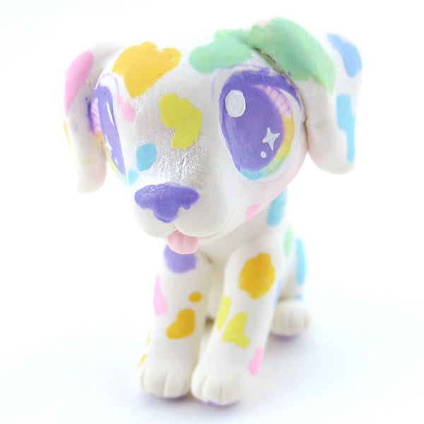 Rainbow Spot Dalmatian Puppy Figurine - Polymer Clay Carnival Animals (version 2)