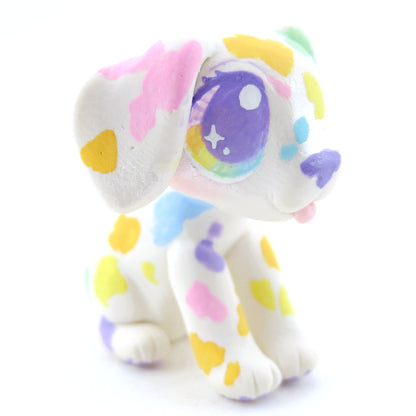 Rainbow Spot Dalmatian Puppy Figurine - Polymer Clay Carnival Animals (version 2)