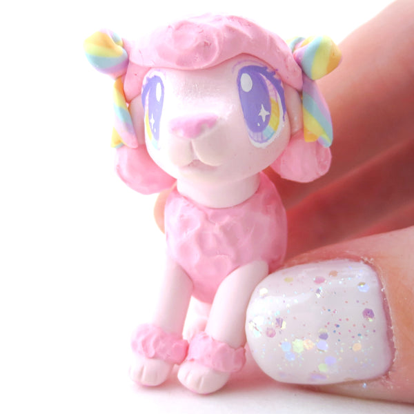 Pink Poodle Figurine - Polymer Clay Carnival Animals