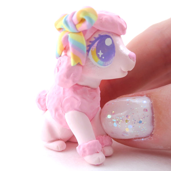 Pink Poodle Figurine - Polymer Clay Carnival Animals