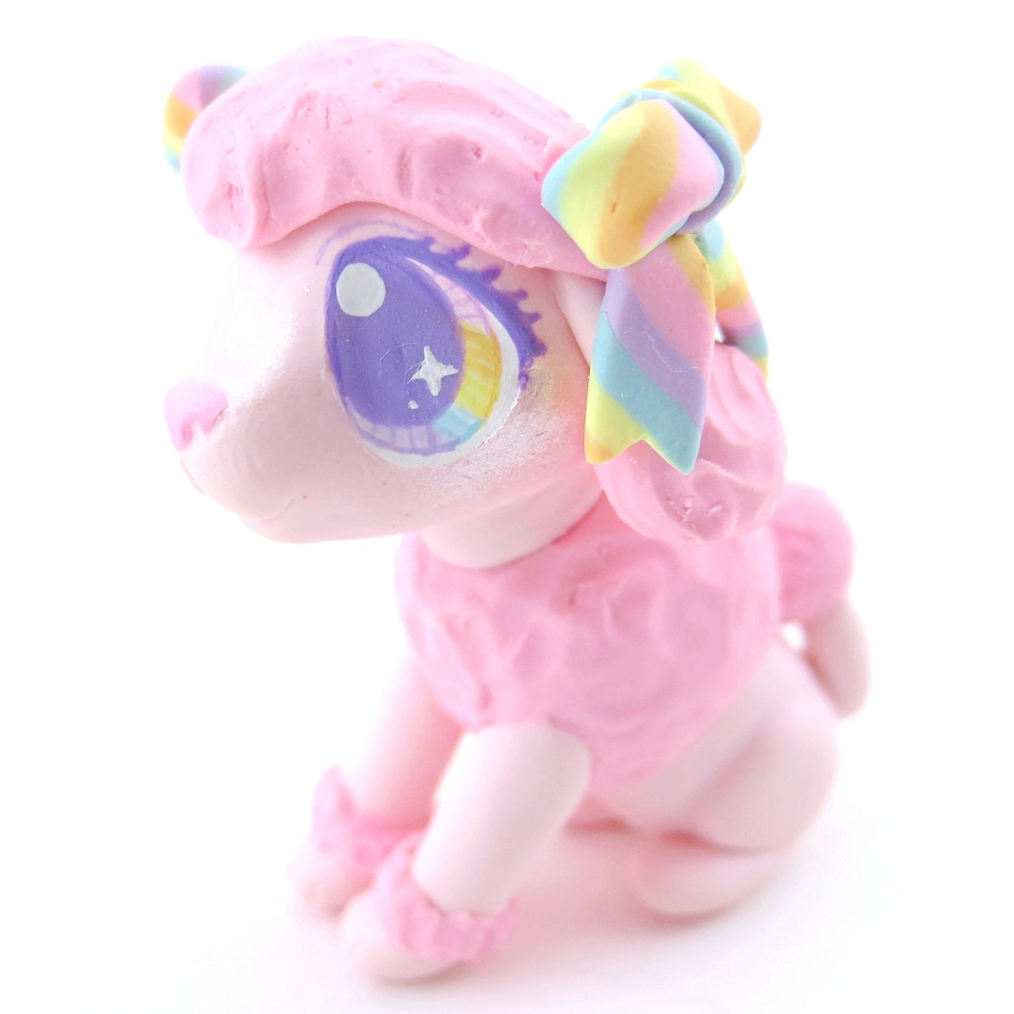 Pink Poodle Figurine - Polymer Clay Carnival Animals