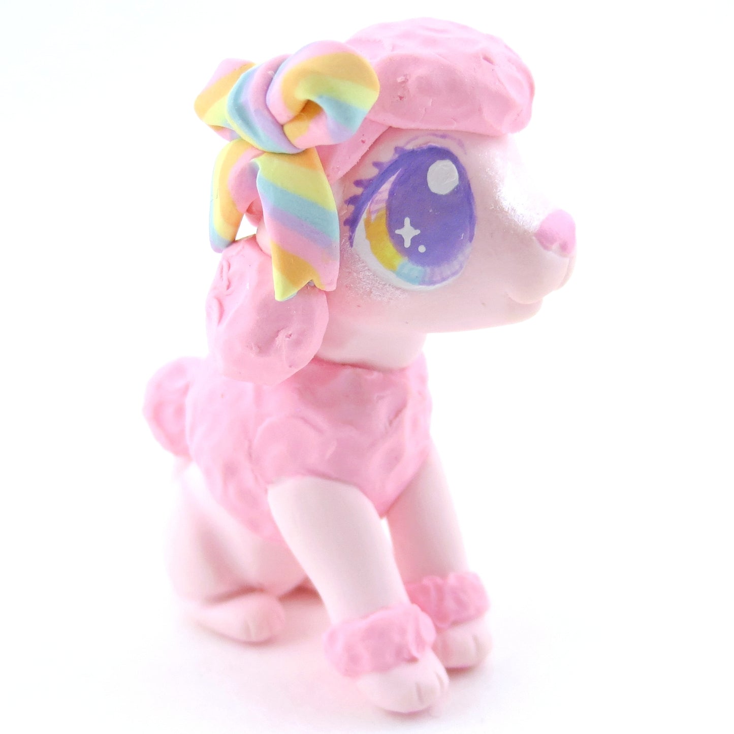 Pink Poodle Figurine - Polymer Clay Carnival Animals