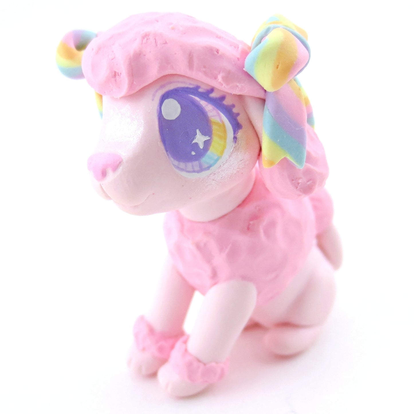 Pink Poodle Figurine - Polymer Clay Carnival Animals