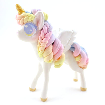 Sunset Pastel Rainbow Unicorn Pegasus Figurine - Polymer Clay Carnival Animals