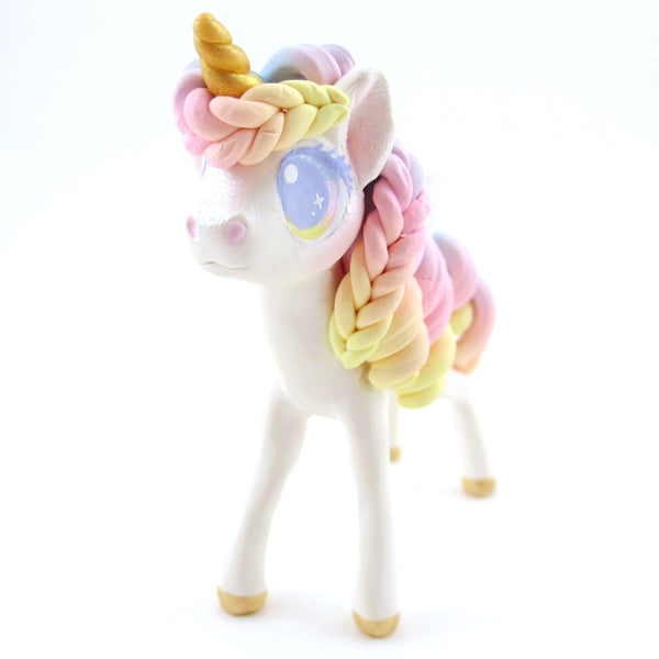 Sunset Pastel Rainbow Unicorn Pegasus Figurine - Polymer Clay Carnival Animals