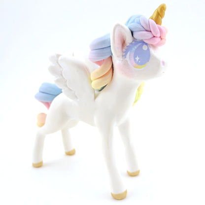 Sunset Pastel Rainbow Unicorn Pegasus Figurine - Polymer Clay Carnival Animals