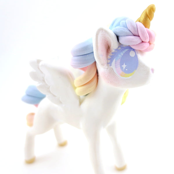 Sunset Pastel Rainbow Unicorn Pegasus Figurine - Polymer Clay Carnival Animals