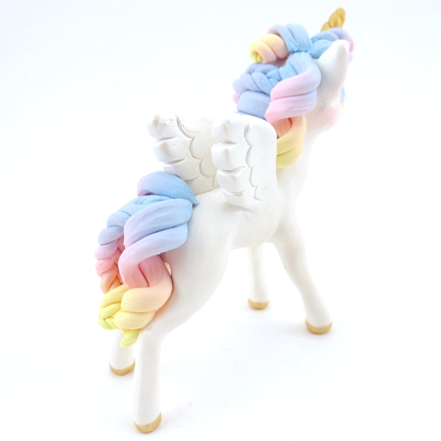 Sunset Pastel Rainbow Unicorn Pegasus Figurine - Polymer Clay Carnival Animals