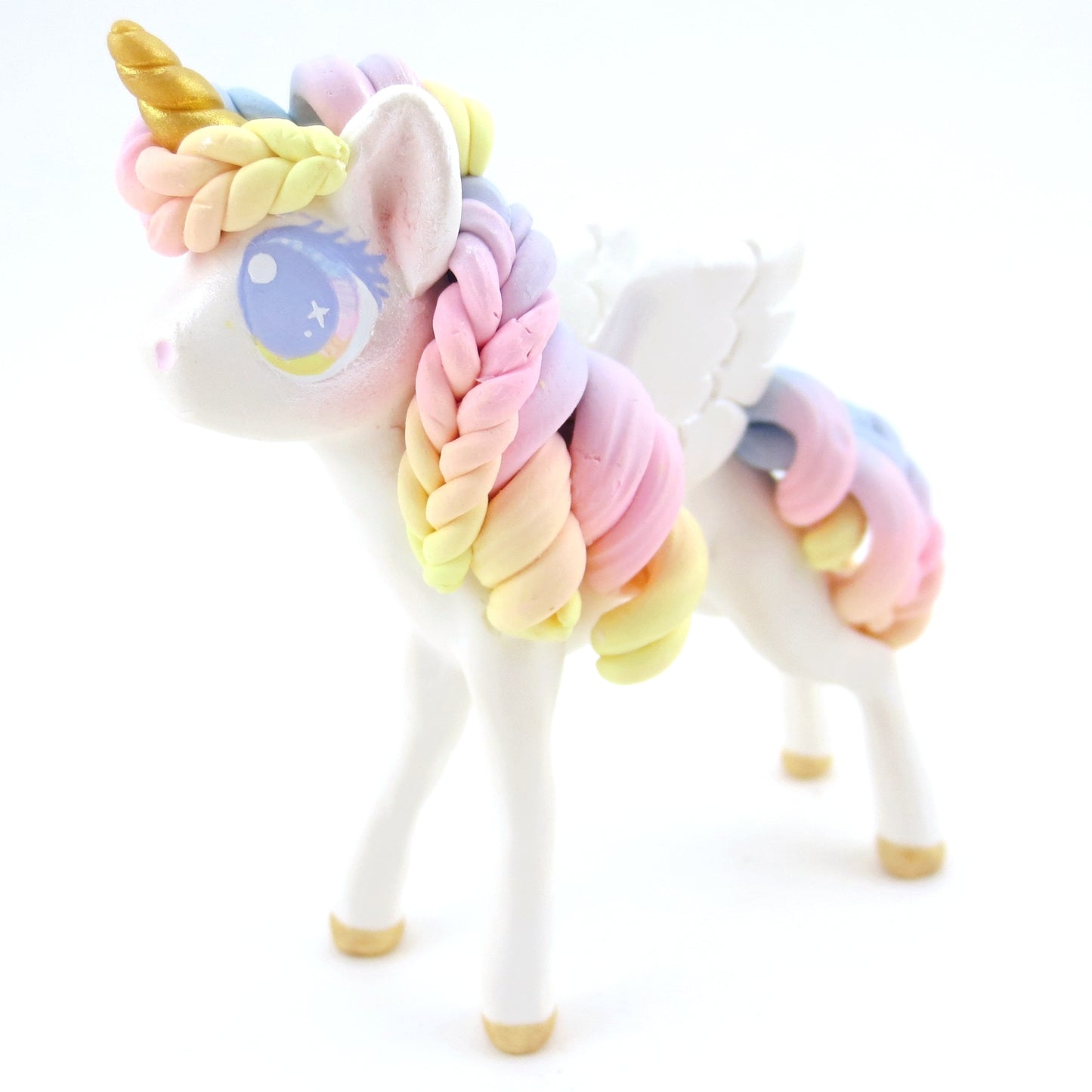 Sunset Pastel Rainbow Unicorn Pegasus Figurine - Polymer Clay Carnival Animals