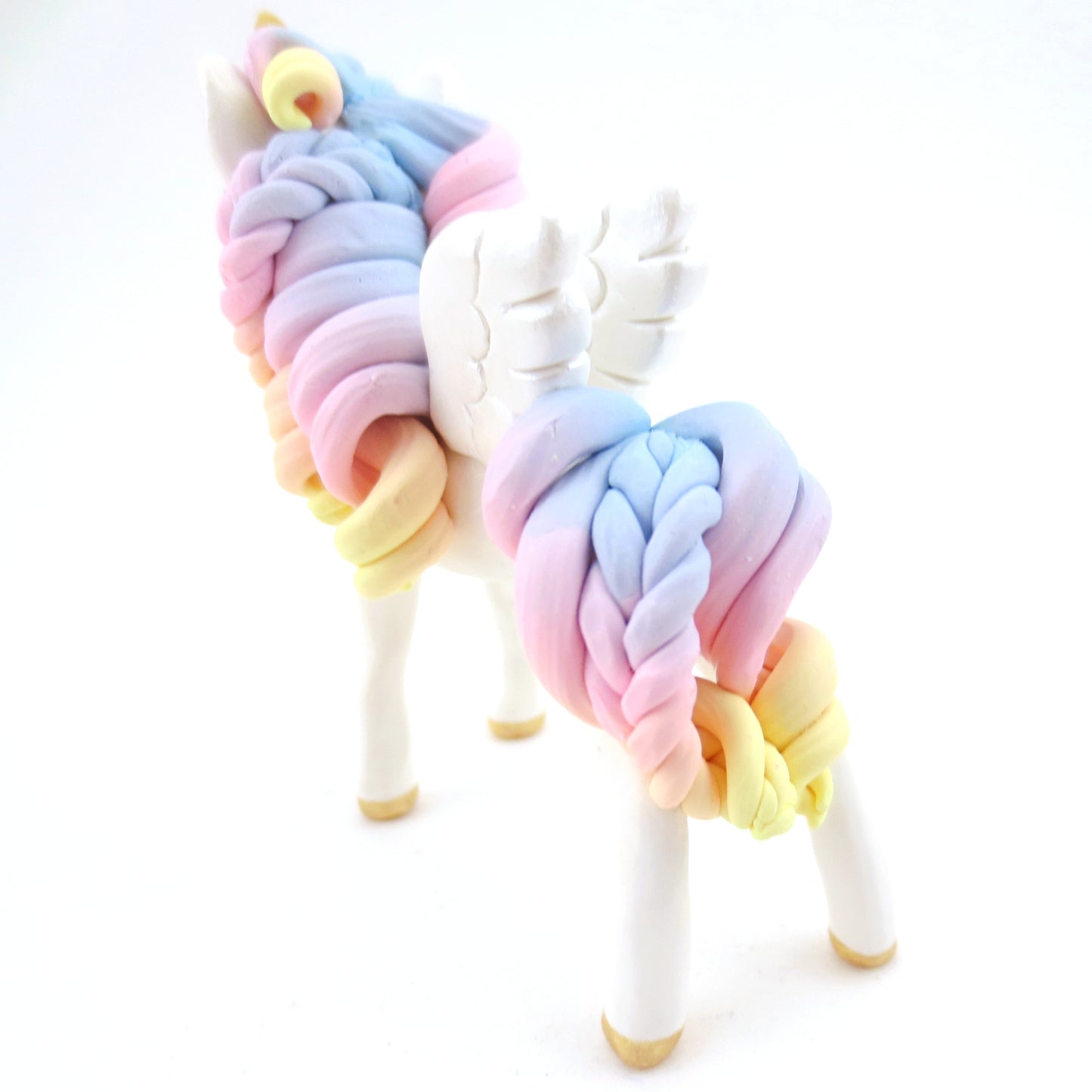 Sunset Pastel Rainbow Unicorn Pegasus Figurine - Polymer Clay Carnival Animals