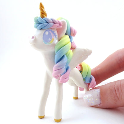 Pastel Rainbow Pegasus Figurine - Polymer Clay Carnival Animals