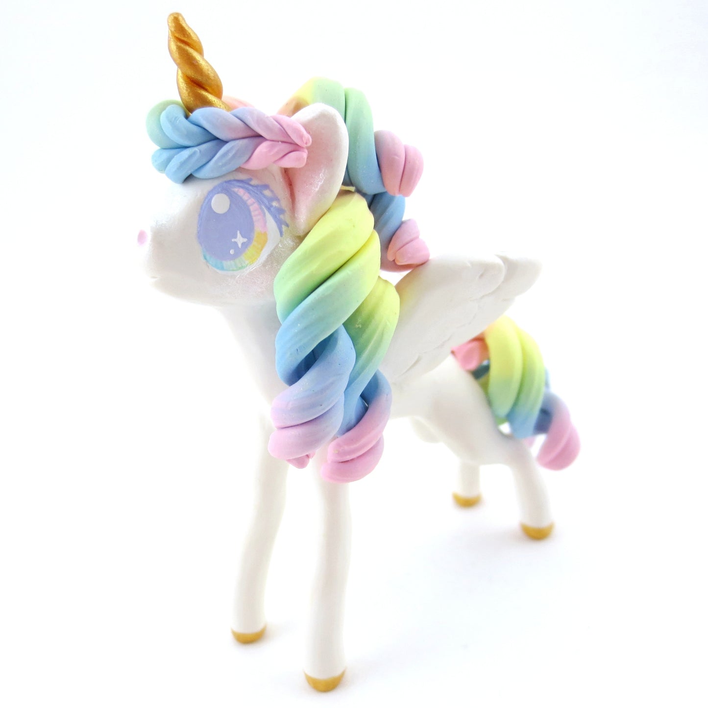 Pastel Rainbow Pegasus Figurine - Polymer Clay Carnival Animals