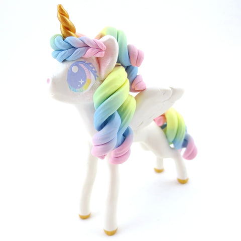 Pastel Rainbow Pegasus Figurine - Polymer Clay Carnival Animals