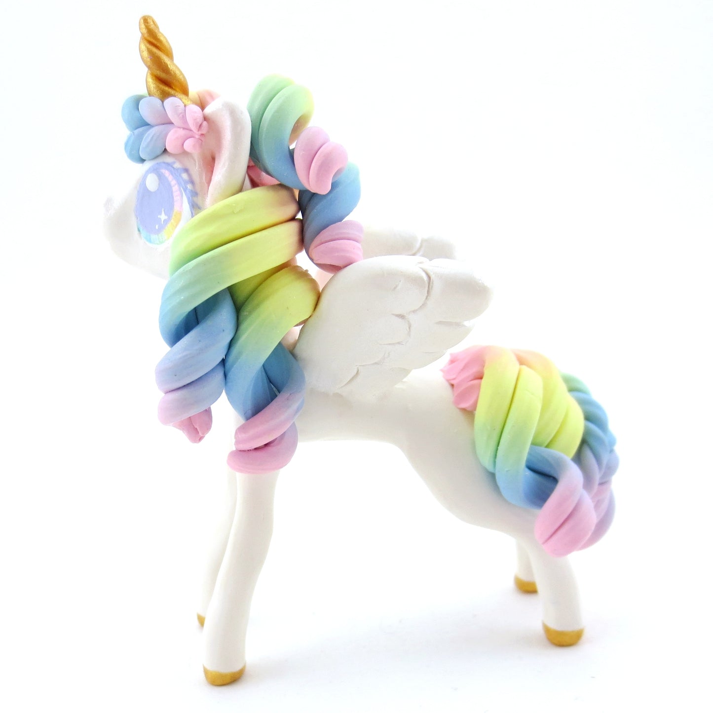 Pastel Rainbow Pegasus Figurine - Polymer Clay Carnival Animals