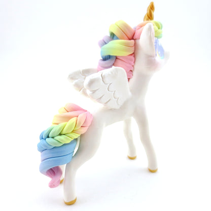 Pastel Rainbow Pegasus Figurine - Polymer Clay Carnival Animals