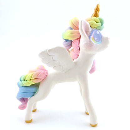 Pastel Rainbow Pegasus Figurine - Polymer Clay Carnival Animals