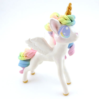 Pastel Rainbow Pegasus Figurine - Polymer Clay Carnival Animals