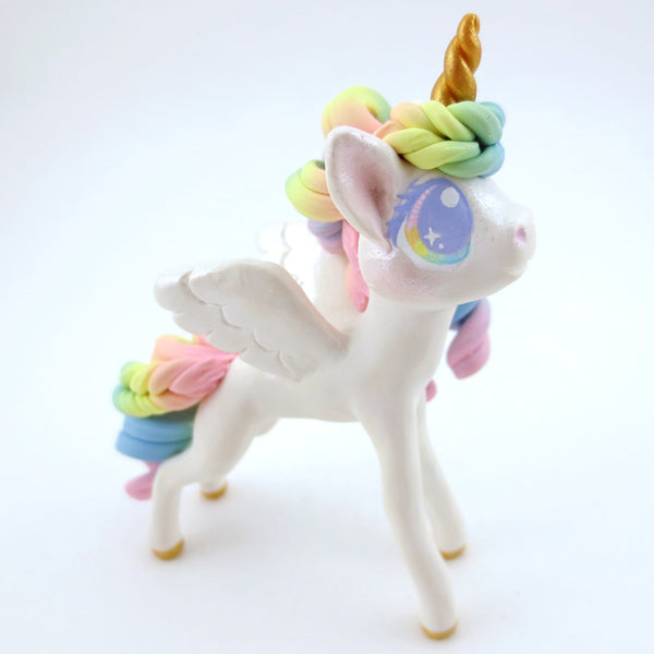 Pastel Rainbow Pegasus Figurine - Polymer Clay Carnival Animals