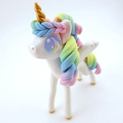 Pastel Rainbow Pegasus Figurine - Polymer Clay Carnival Animals