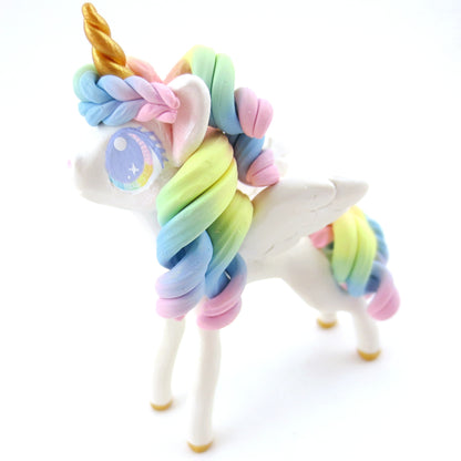 Pastel Rainbow Pegasus Figurine - Polymer Clay Carnival Animals