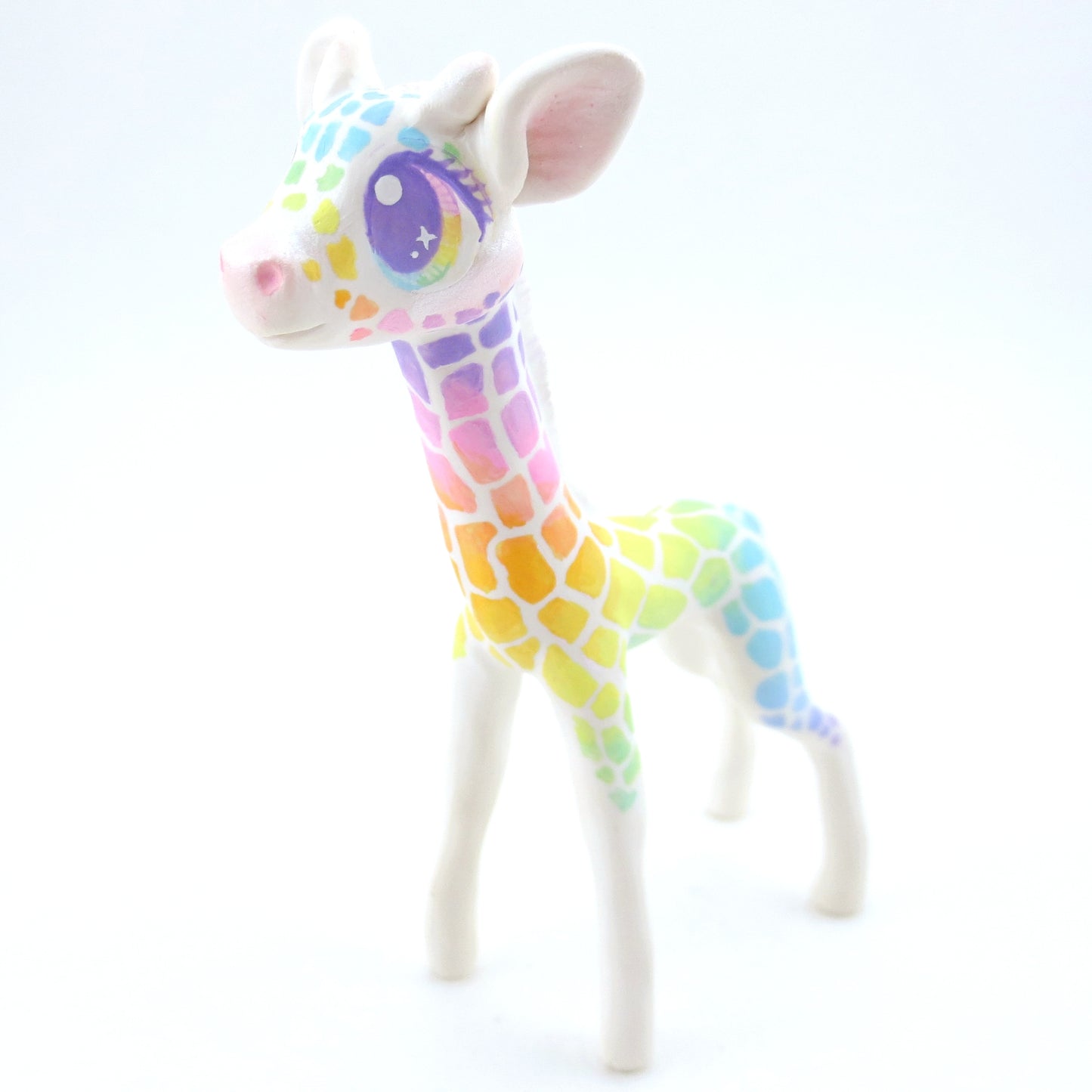 Rainbow Giraffe Figurine - Polymer Clay Carnival Animals