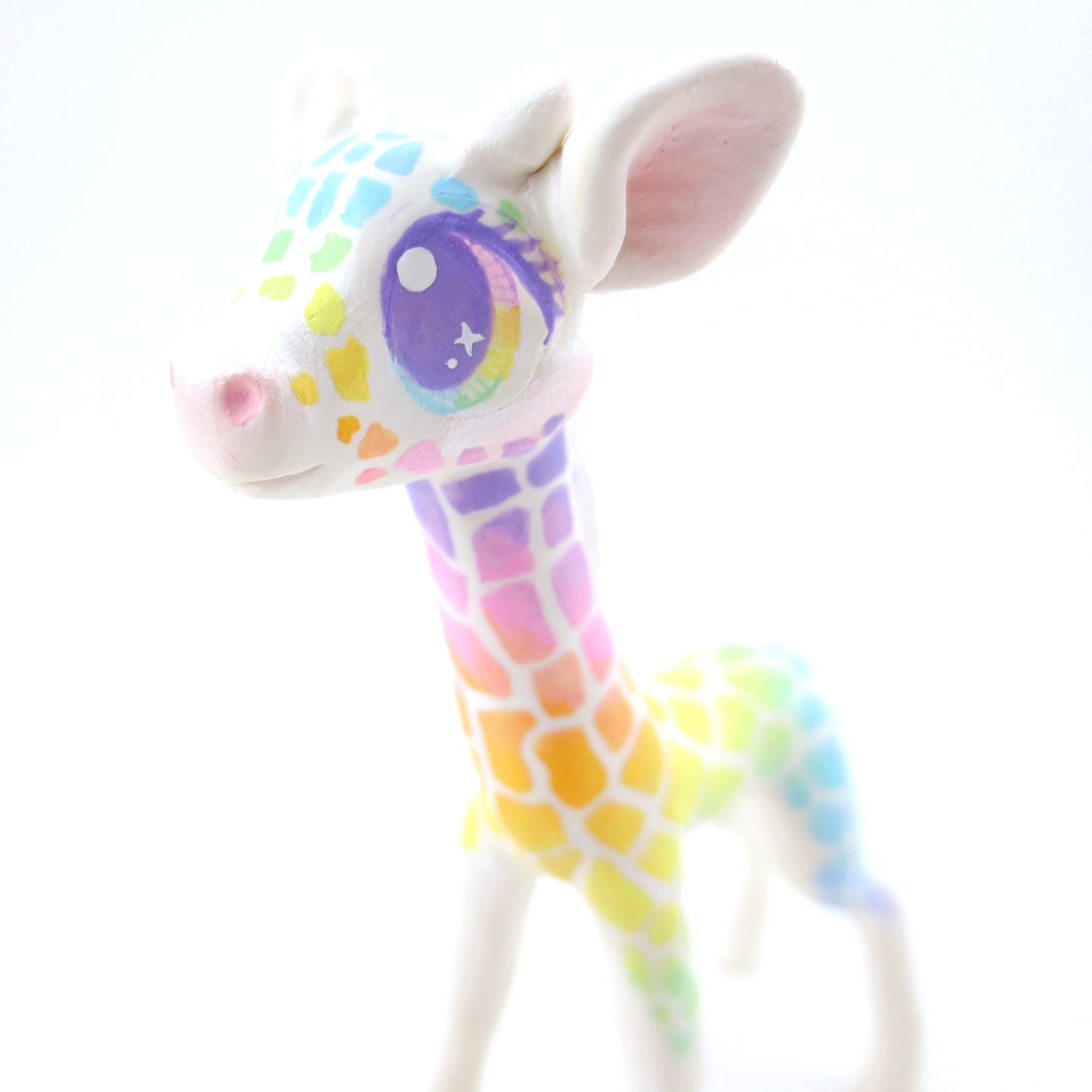 Rainbow Giraffe Figurine - Polymer Clay Carnival Animals