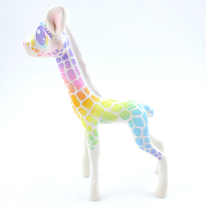 Rainbow Giraffe Figurine - Polymer Clay Carnival Animals