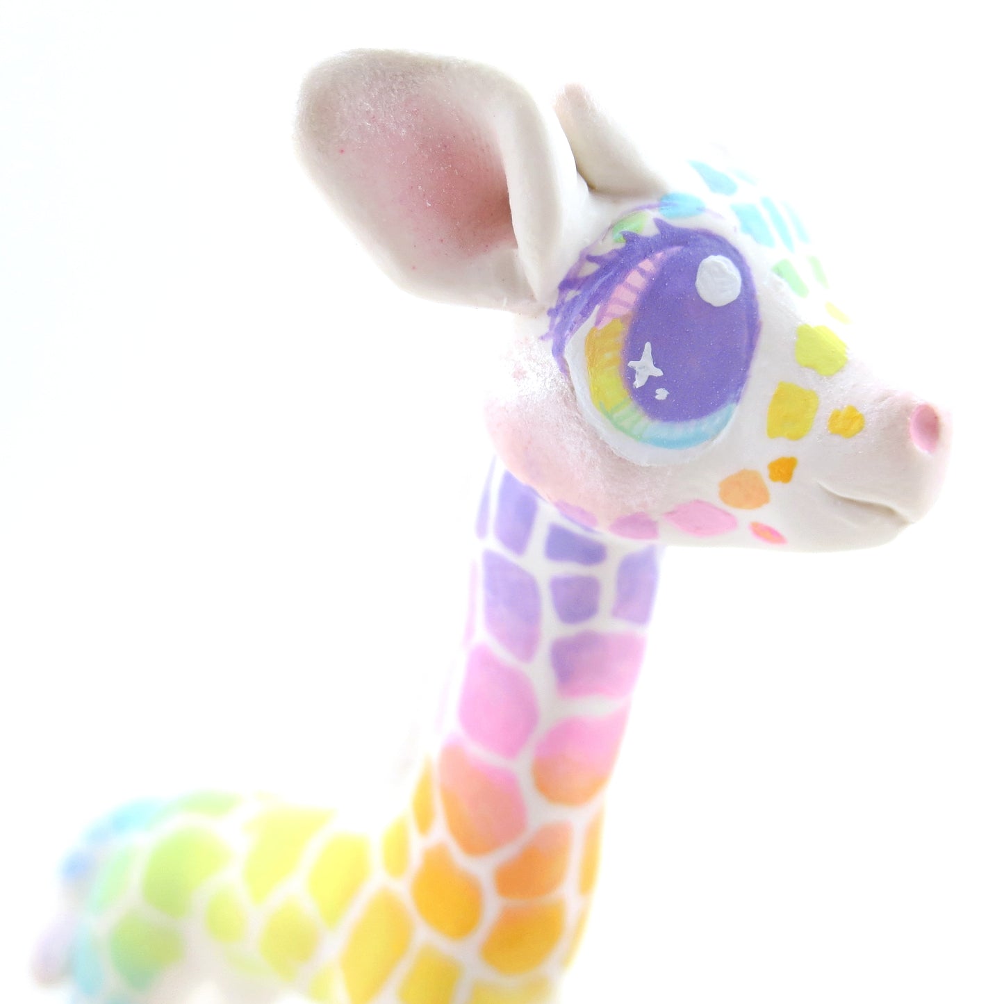 Rainbow Giraffe Figurine - Polymer Clay Carnival Animals